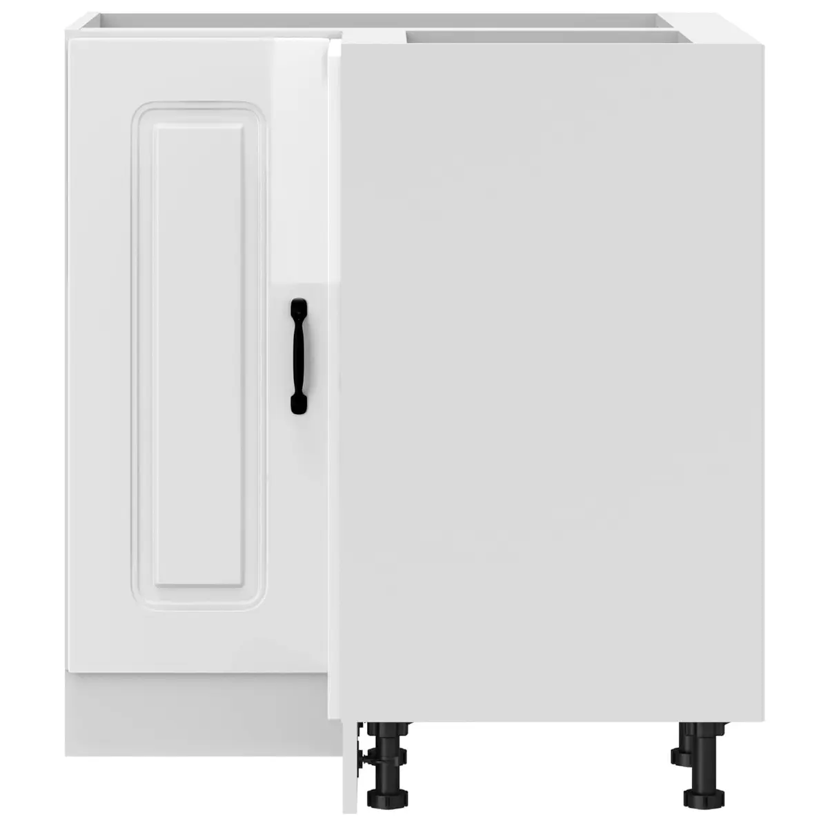 Kitchen Corner Base Cabinet Engineered Wood White High Gloss