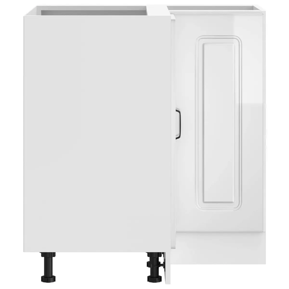 Kitchen Corner Base Cabinet Engineered Wood White High Gloss