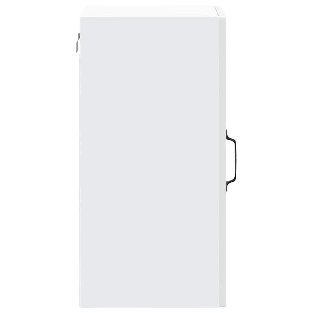 Wall Mounted Cabinet Engineered Wood Glass Door High Gloss White Storage