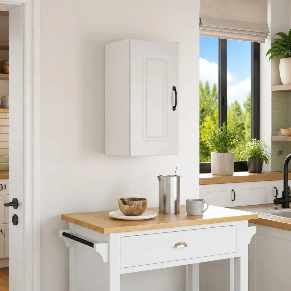 Kitchen Wall Cabinet Kalmar White Storage Engineered Wood Cupboard Organiser