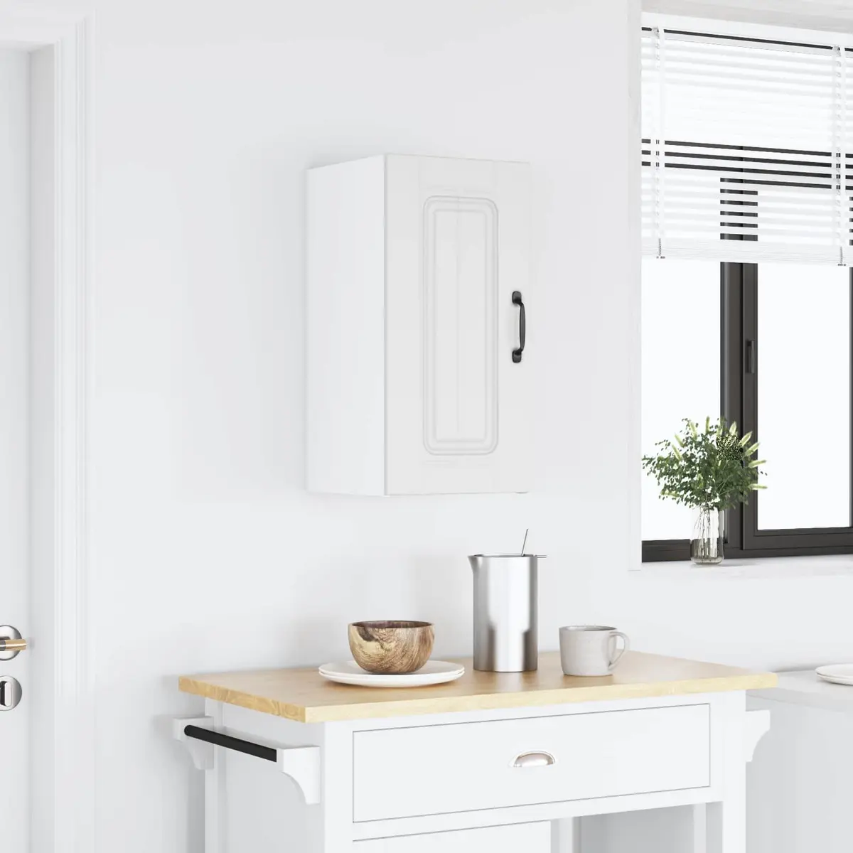 Kitchen Wall Cabinet Kalmar White Storage Engineered Wood Cupboard Organiser