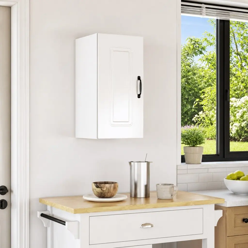Kitchen Cabinet Engineered Wood White High Gloss Wall Storage Cupboard