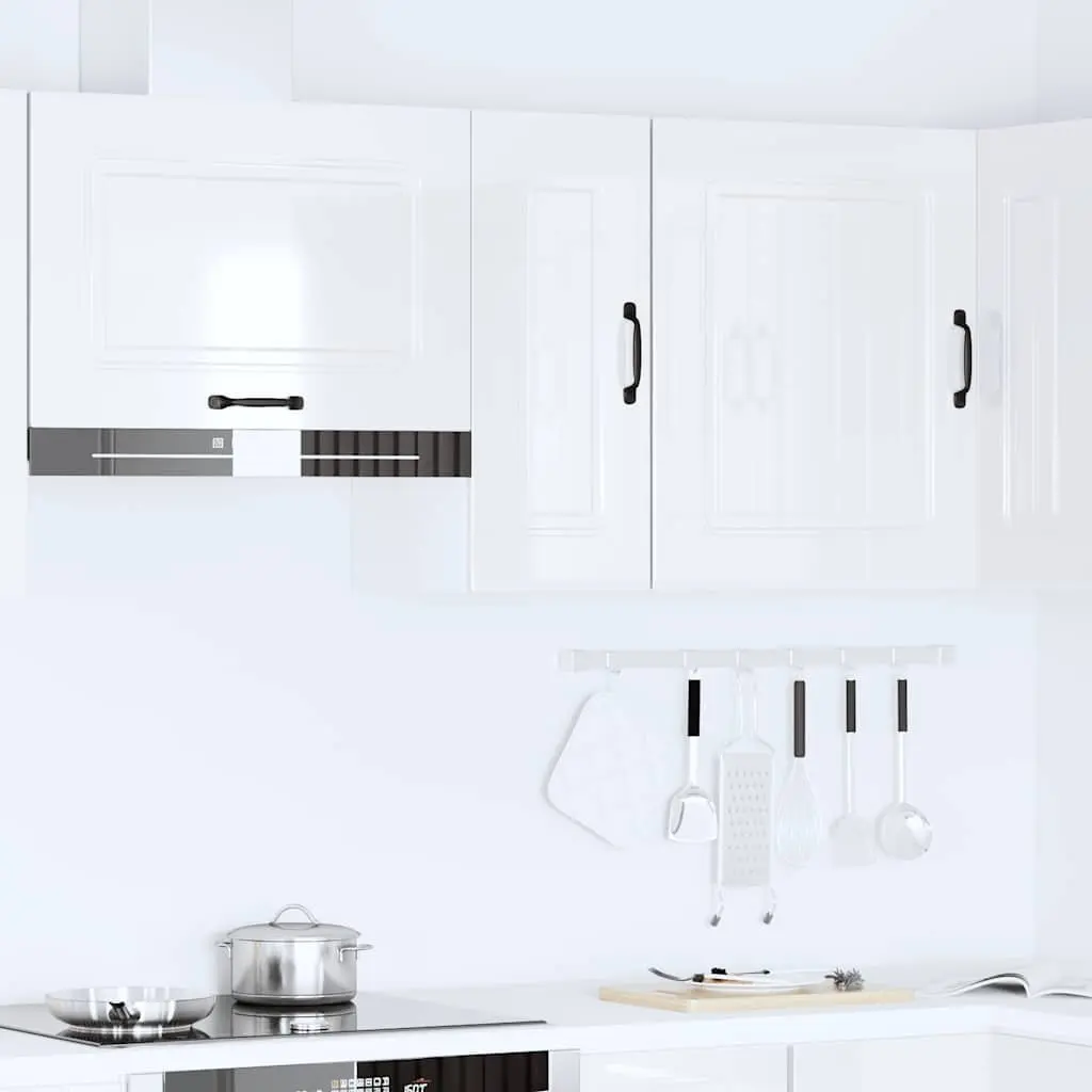 Kitchen Cabinet Engineered Wood White High Gloss Wall Storage Cupboard