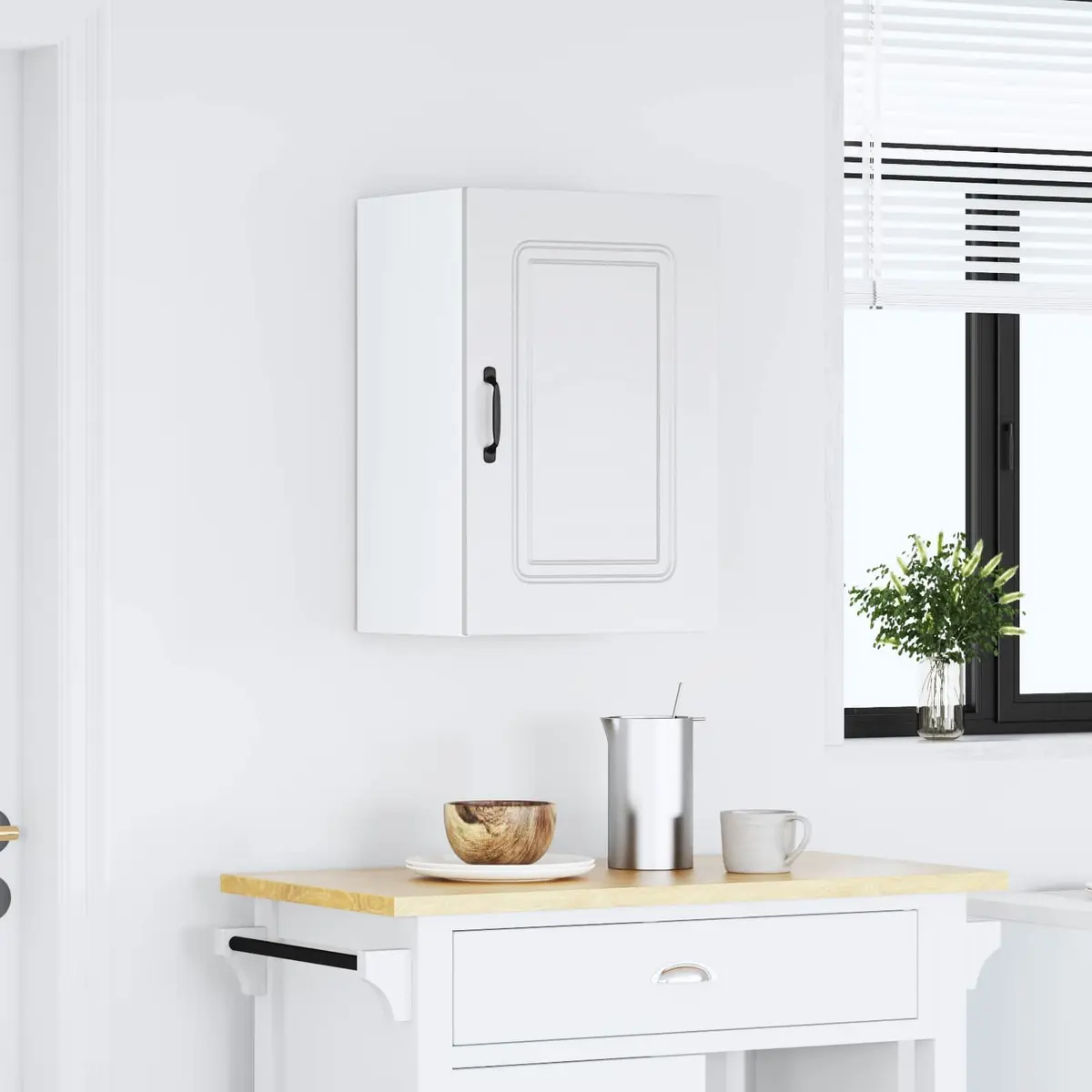 Kitchen Wall Cabinet White Storage Engineered Wood Cupboard Doors Organisation