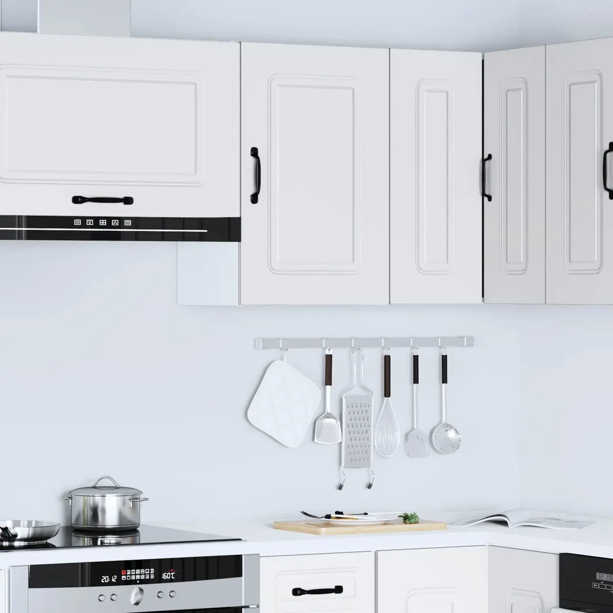 Kitchen Wall Cabinet White Storage Engineered Wood Cupboard Doors Organisation