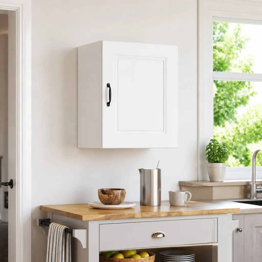 Kitchen Wall Cabinet Engineered Wood White Storage Organizer