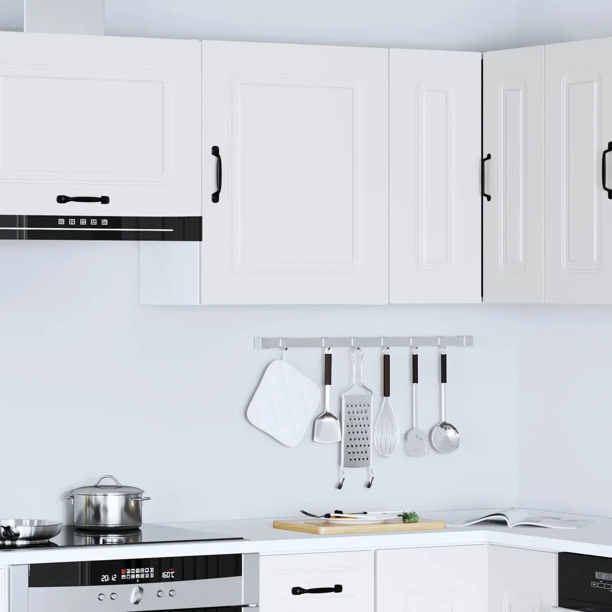 Kitchen Wall Cabinet Engineered Wood White Storage Organizer