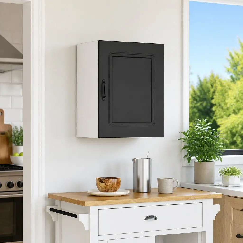 Kitchen Wall Cabinet Engineered Wood Black