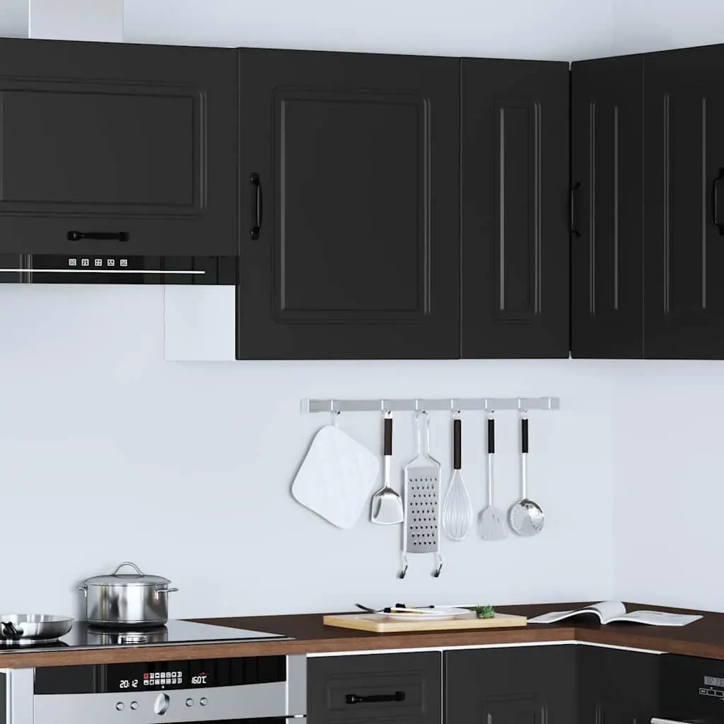 Kitchen Wall Cabinet Engineered Wood Black