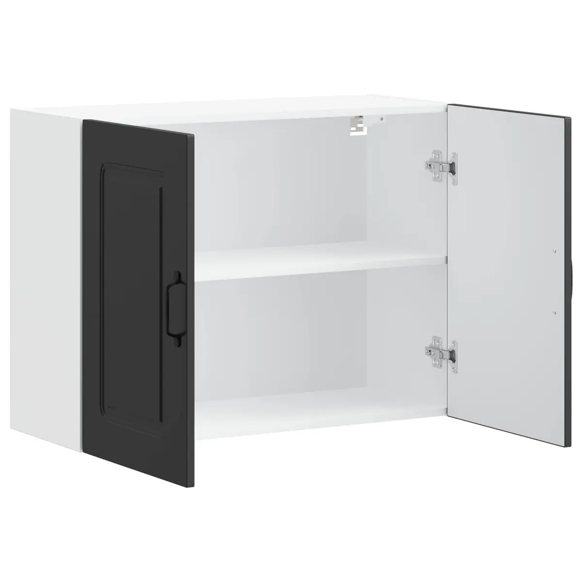 Black Engineered Wood Wall Cabinet with Door for Kitchen Storage Organizer