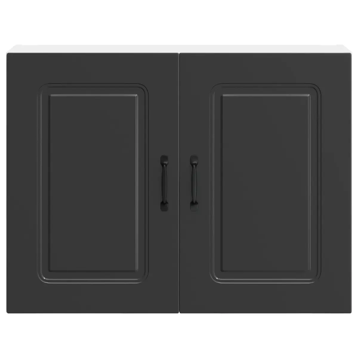Black Engineered Wood Wall Cabinet with Door for Kitchen Storage Organizer