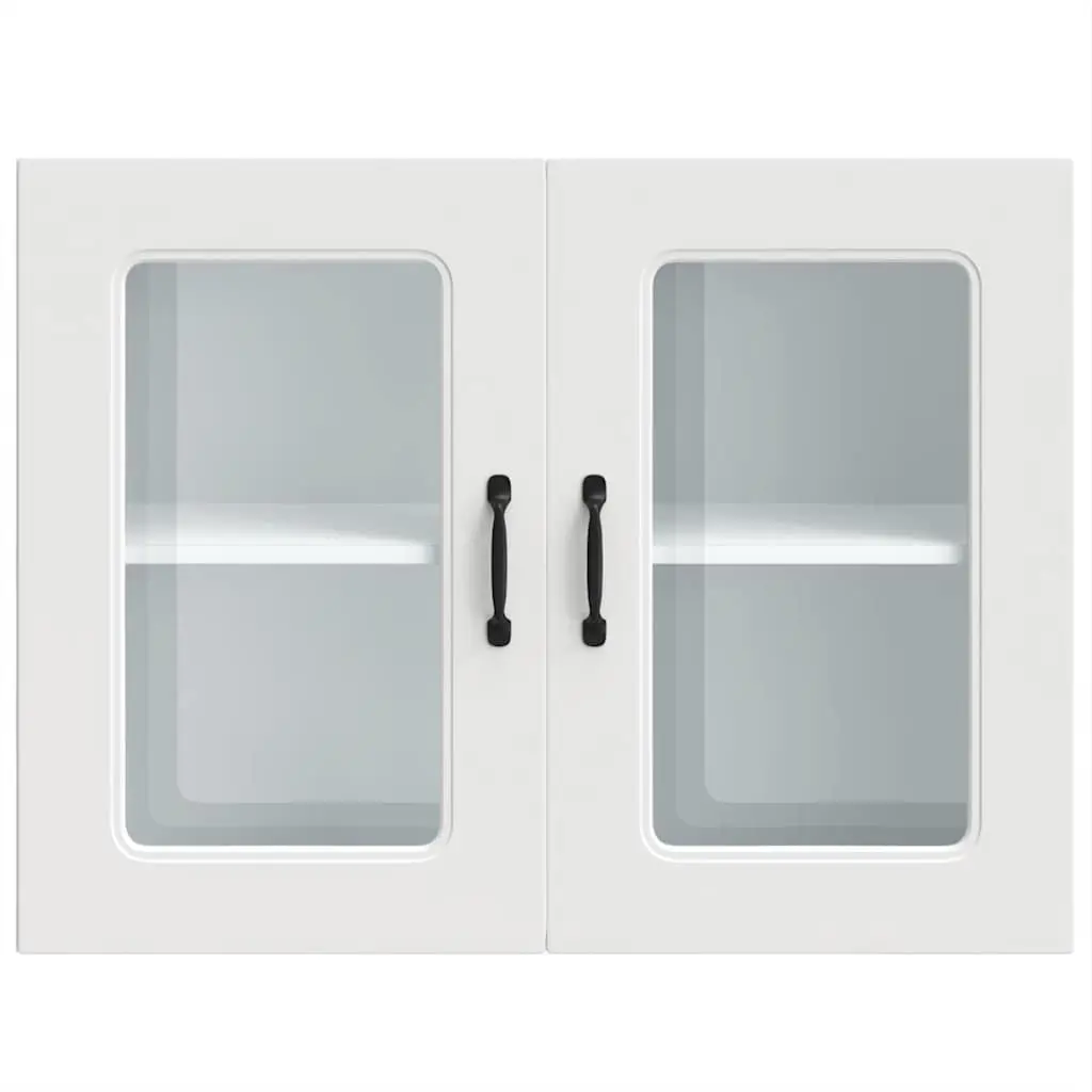 Kitchen Cabinet Engineered Wood Wall-Mounted Glass Door White Storage