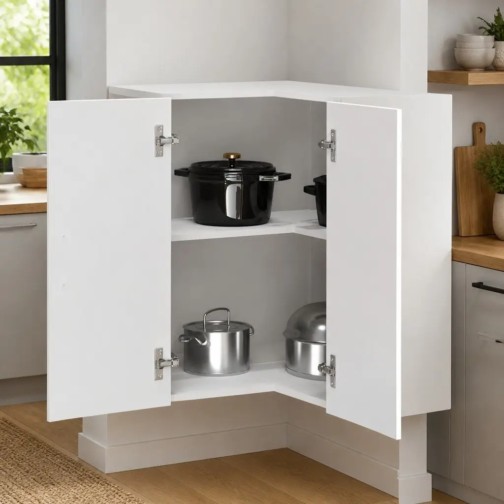 Kitchen Corner Cabinet Engineered Wood Wall-Mounted White Storage Organiser