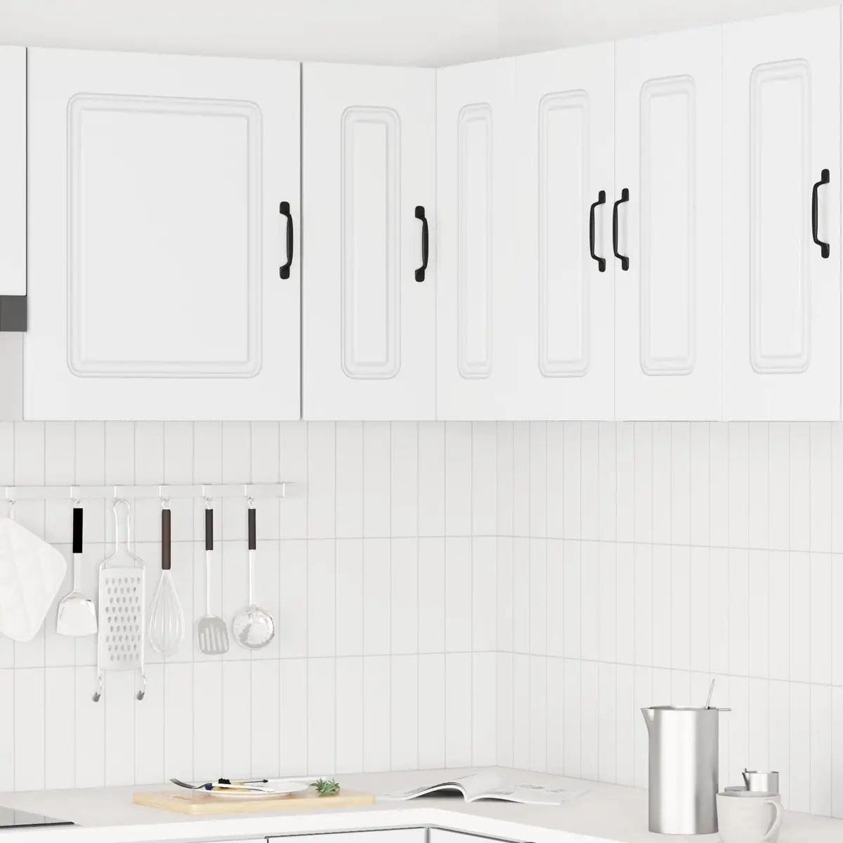 Kitchen Corner Cabinet Engineered Wood Wall-Mounted White Storage Organiser