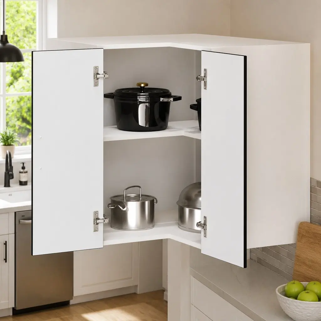 Kitchen Wall Corner Cabinet Engineered Wood Black