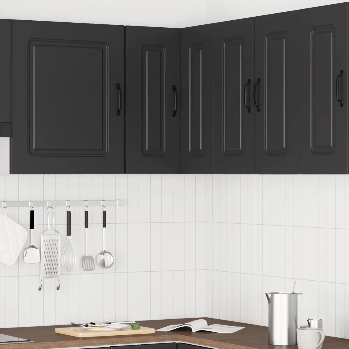 Kitchen Wall Corner Cabinet Engineered Wood Black