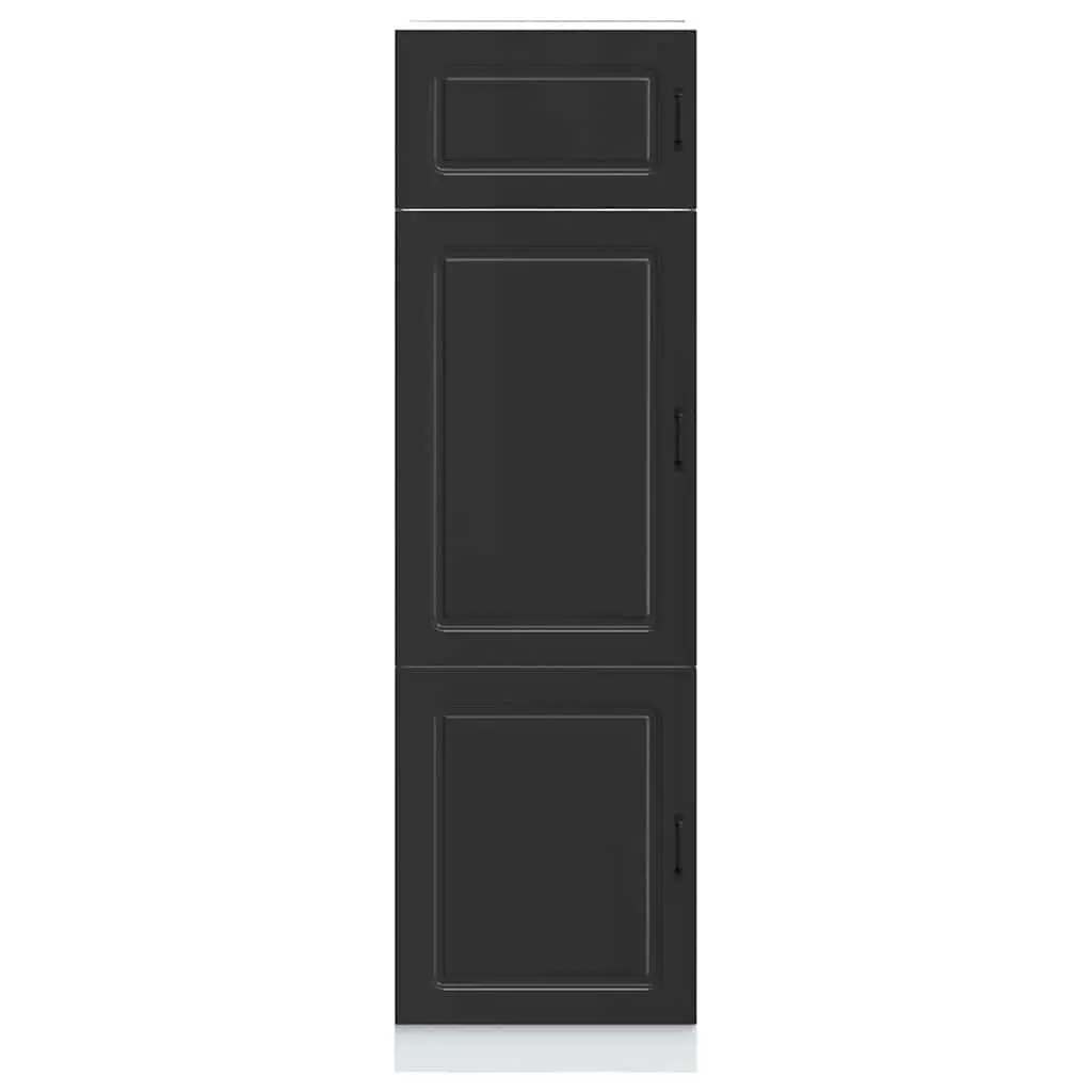 Black Kitchen Storage Cabinet Engineered Wood Cupboard Adjustable Feet Doors