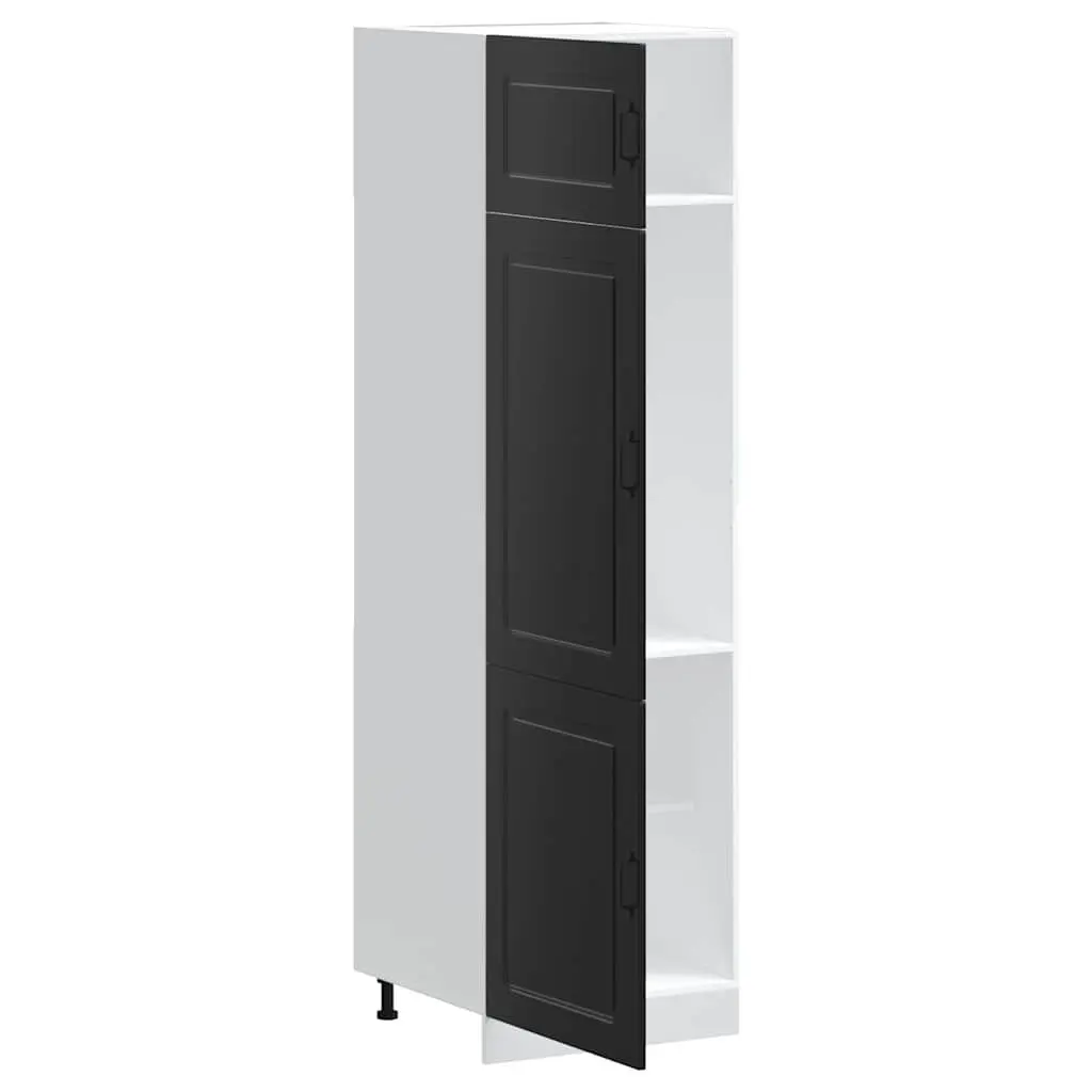 Black Kitchen Storage Cabinet Engineered Wood Cupboard Adjustable Feet Doors