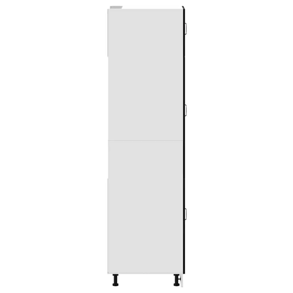 Black Kitchen Storage Cabinet Engineered Wood Cupboard Adjustable Feet Doors