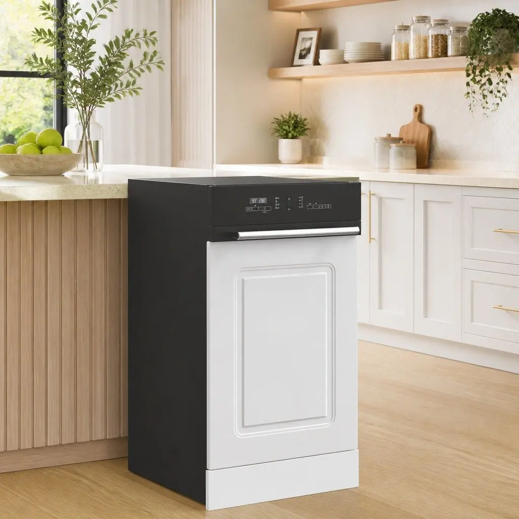 Dishwasher Front Cover Engineered Wood White 45x1.5x57cm Kitchen Cabinet Panel