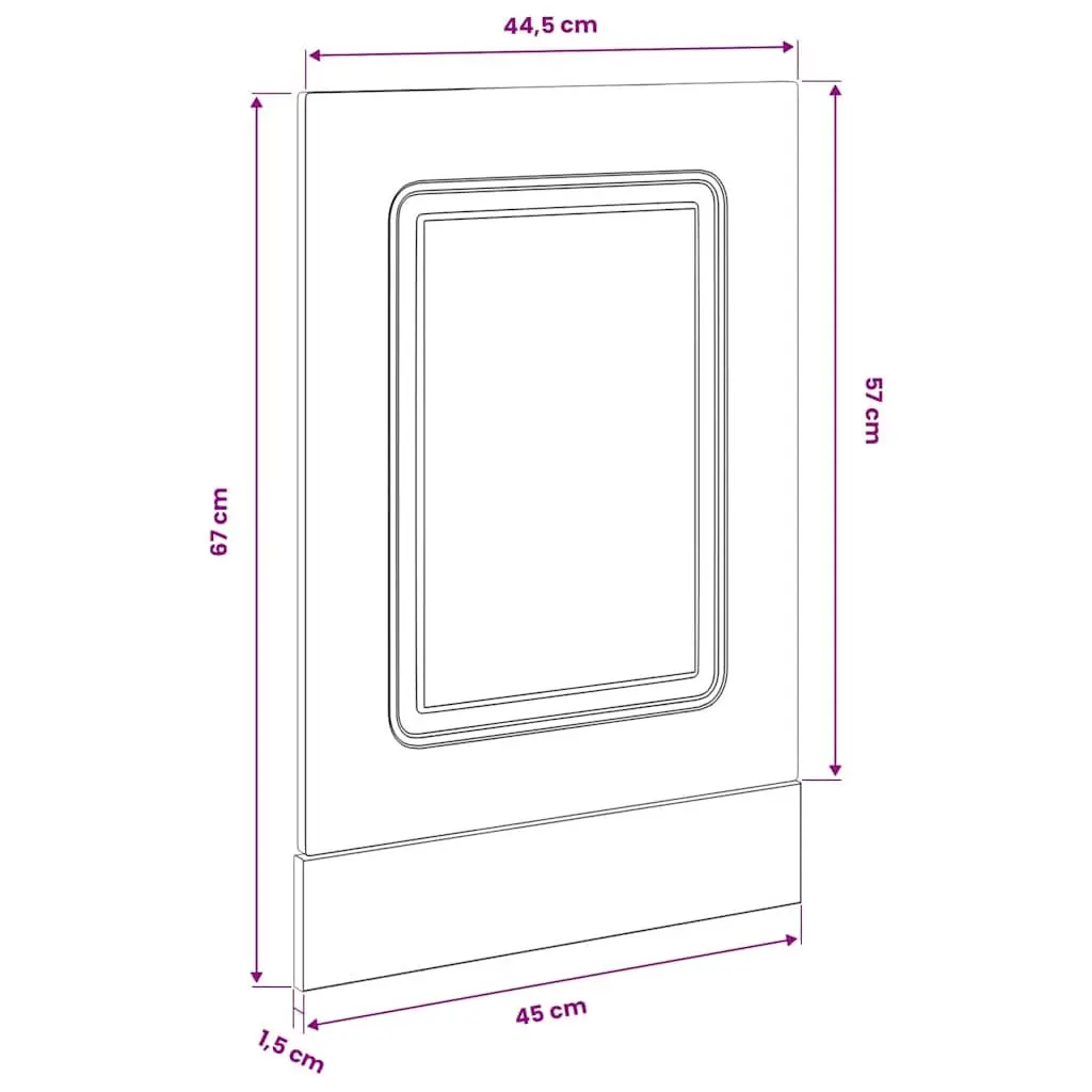 Dishwasher Front Cover Engineered Wood White 45x1.5x57cm Kitchen Cabinet Panel