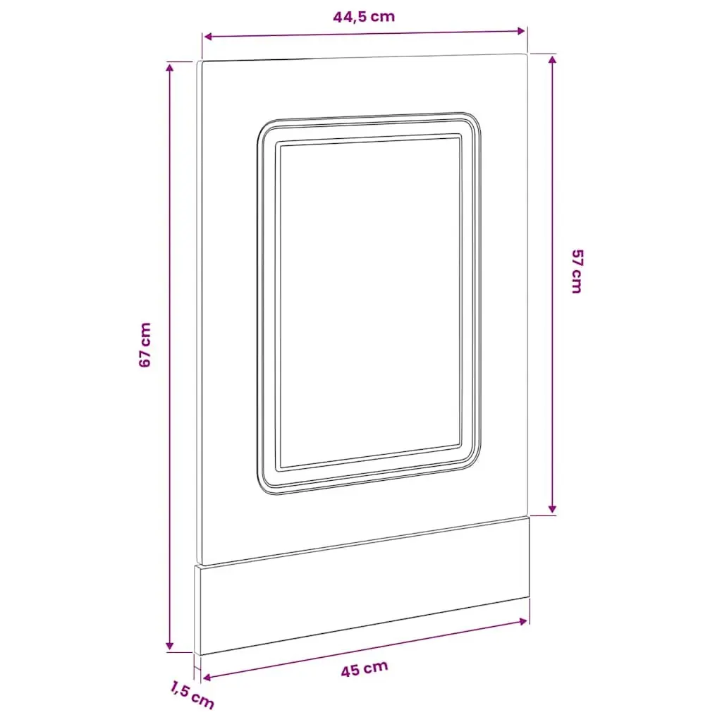 Dishwasher Front Panel Engineered Wood Black 45x1.5x57cm Smooth Surface Kitchen Appliance Cover