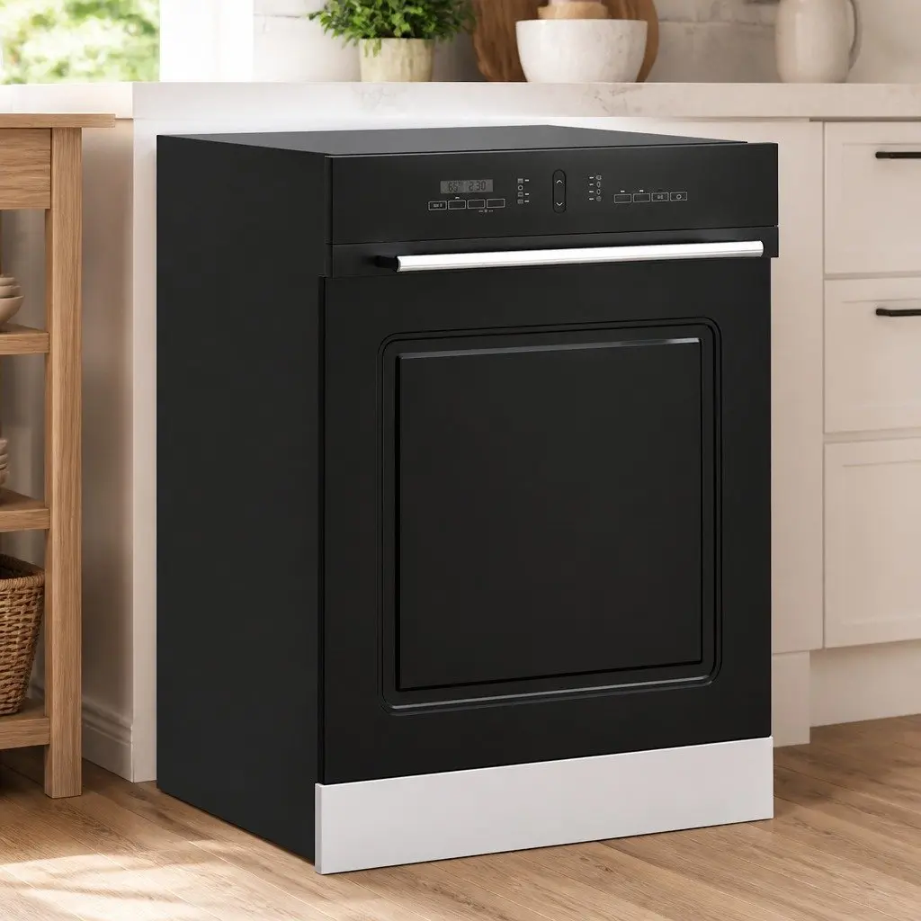 Dishwasher Cover Engineered Wood Black 60cm x 1.5cm x 57cm Moisture Resistant Kitchen Protection Panel