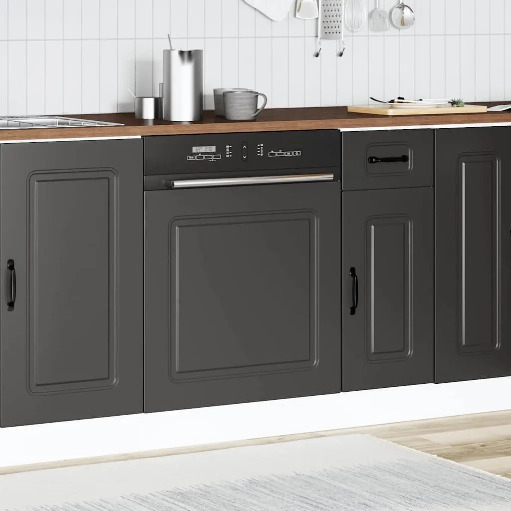 Dishwasher Cover Engineered Wood Black 60cm x 1.5cm x 57cm Moisture Resistant Kitchen Protection Panel