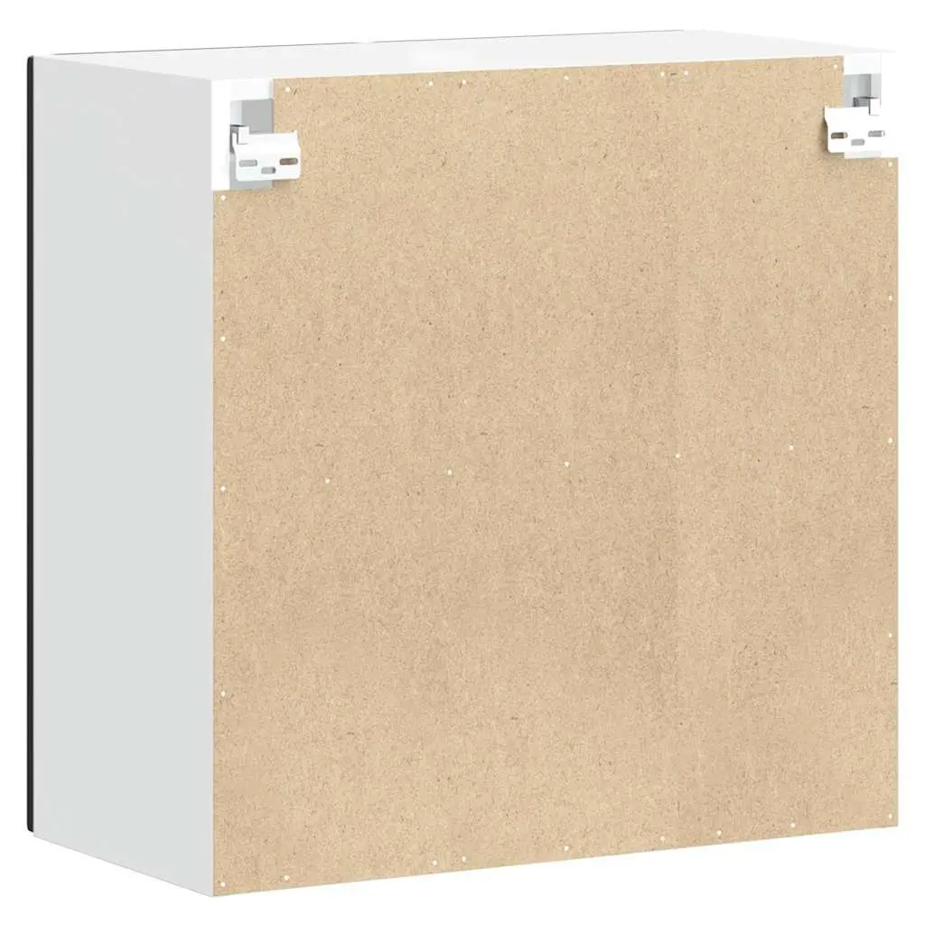Wall-Mounted Kitchen Cabinet Black Engineered Wood Storage Unit with Glass Door
