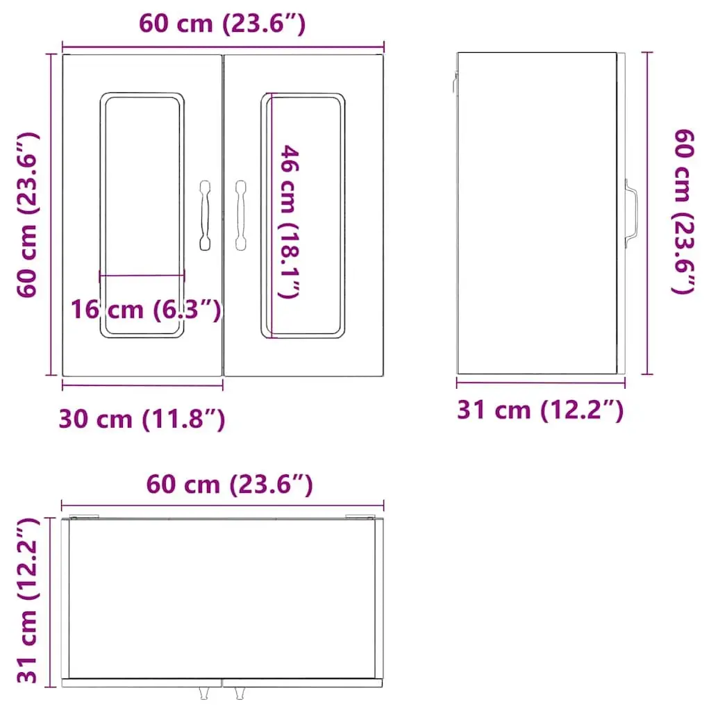 Kitchen Wall Cabinet Engineered Wood White Glass Door Storage Unit