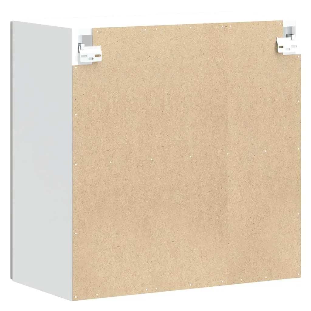 Kitchen Wall Cabinet Engineered Wood White Glass Door Storage Unit