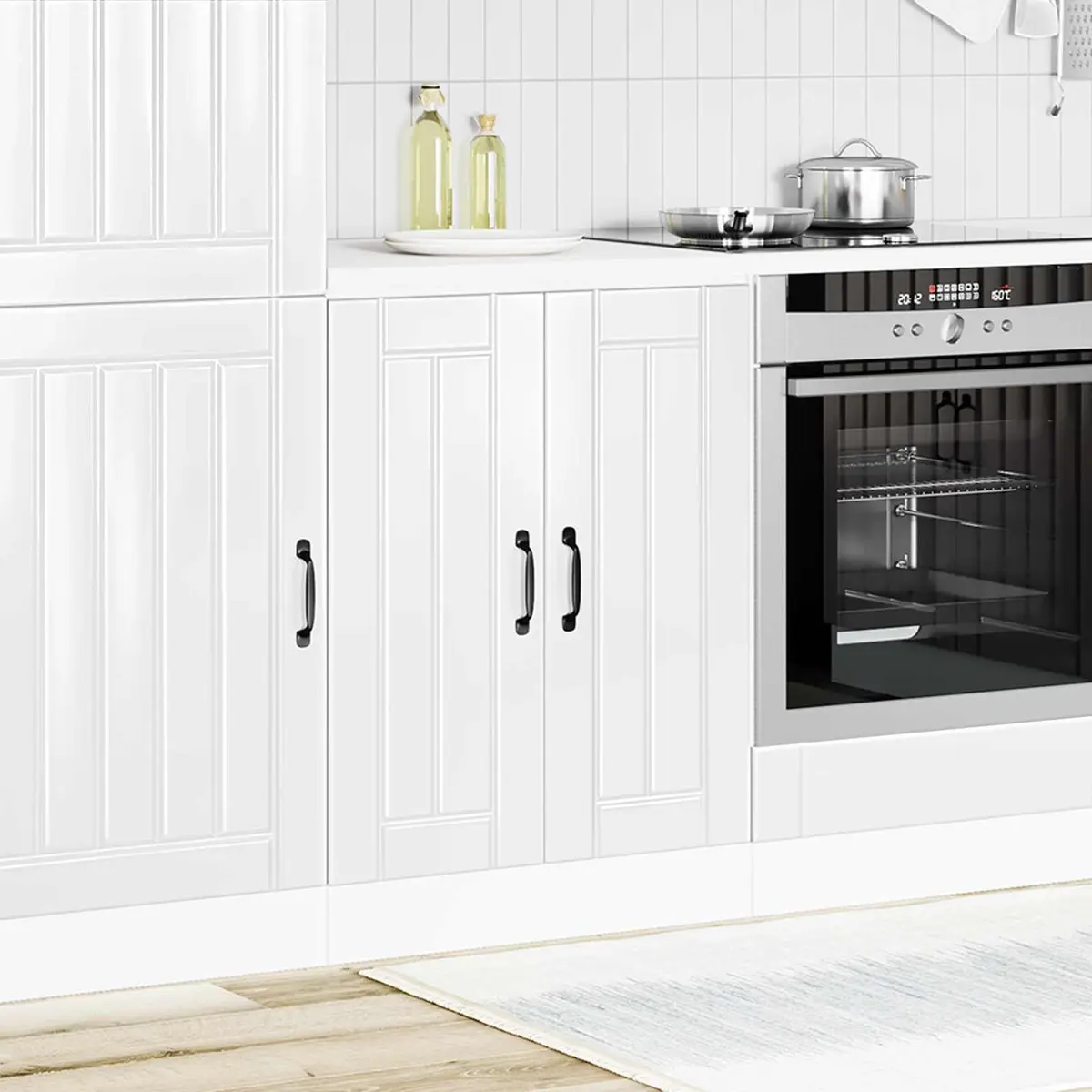 Kitchen Sink Base Cabinet Engineered Wood White High Gloss Storage Cupboard