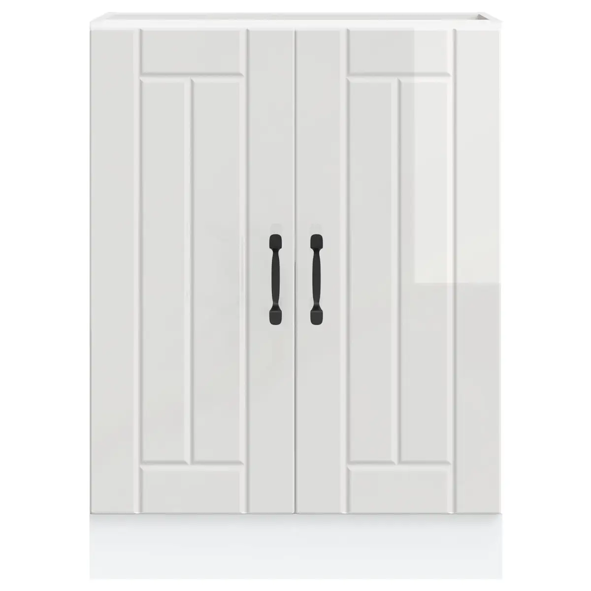 Kitchen Sink Base Cabinet Engineered Wood White High Gloss Storage Cupboard