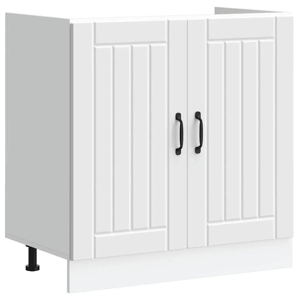 Kitchen Sink Base Cabinet White Storage Engineered Wood Cupboard Unit