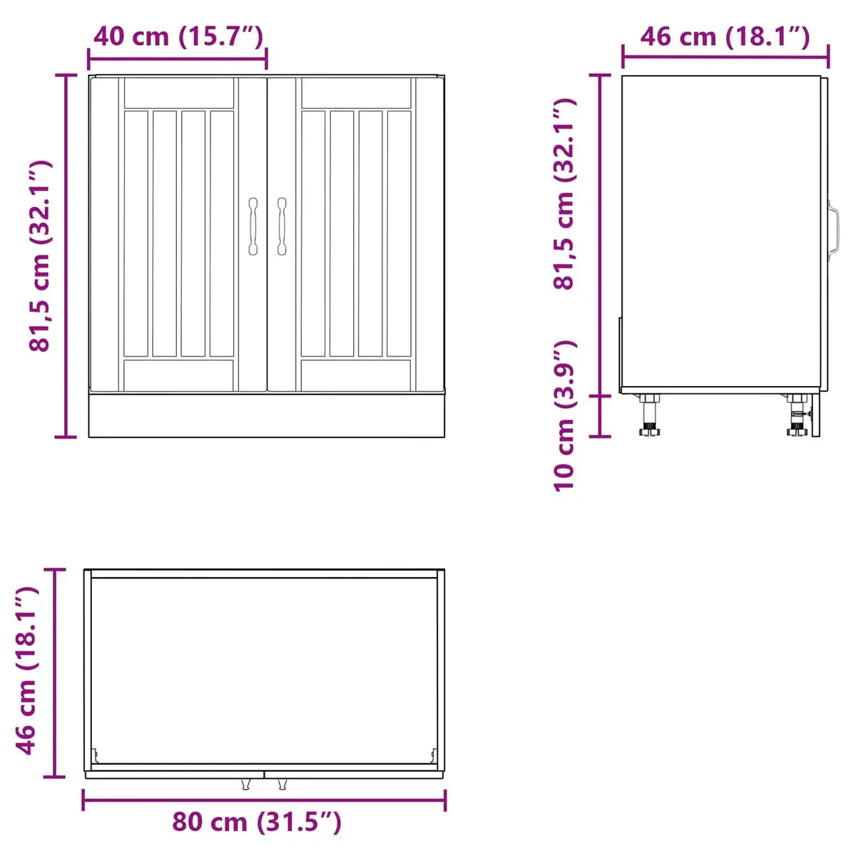 Kitchen Sink Base Cabinet White Storage Engineered Wood Cupboard Unit