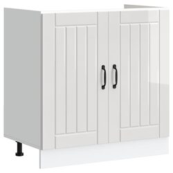 Functional White Sink Base Cabinet with Concealed Storage