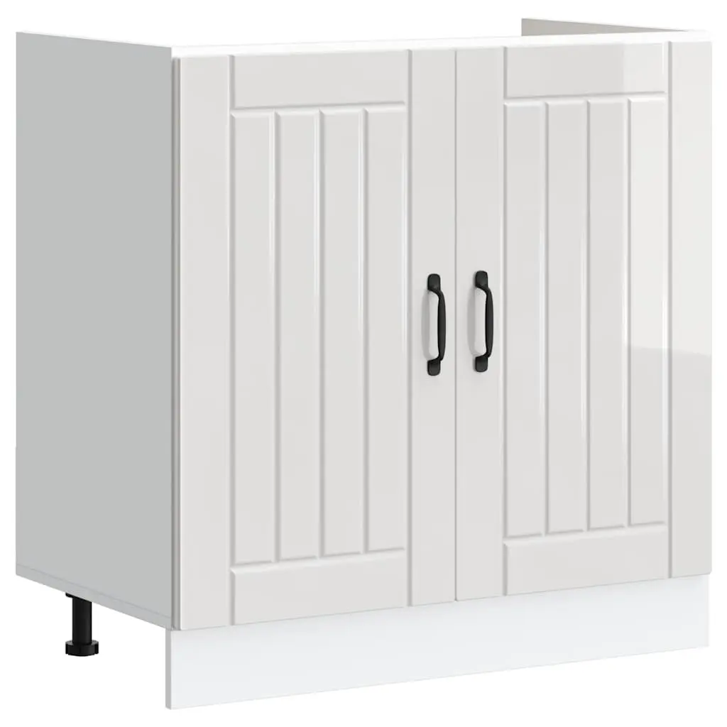Sink Base Cabinet Engineered Wood White Adjustable Feet