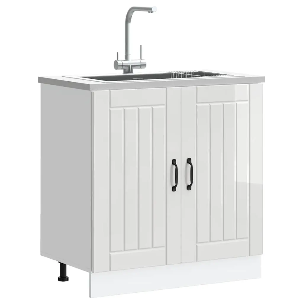 Sink Base Cabinet Engineered Wood White Adjustable Feet