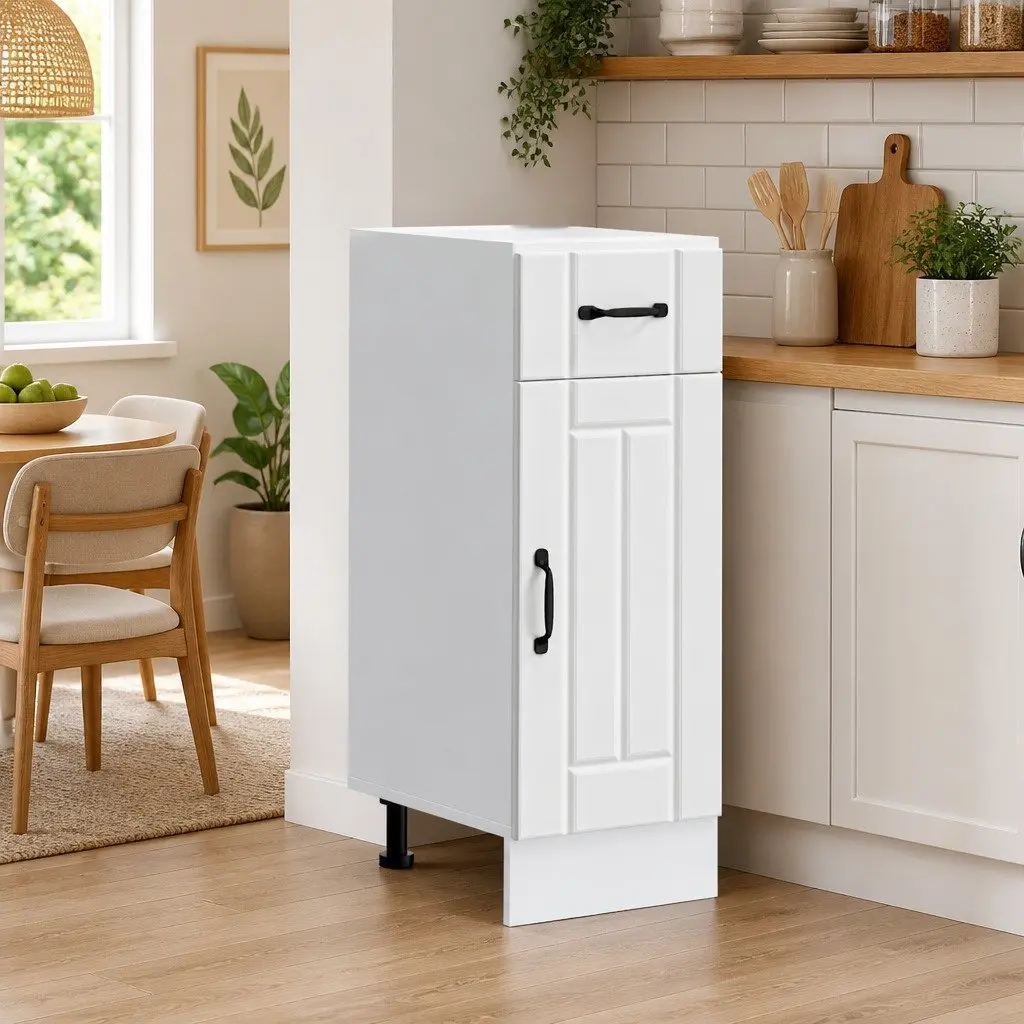 White Engineered Wood Kitchen Cabinet