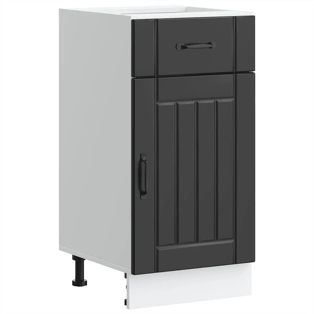 Kitchen Base Cabinet Black Engineered Wood Storage Sink Unit Adjustable Feet