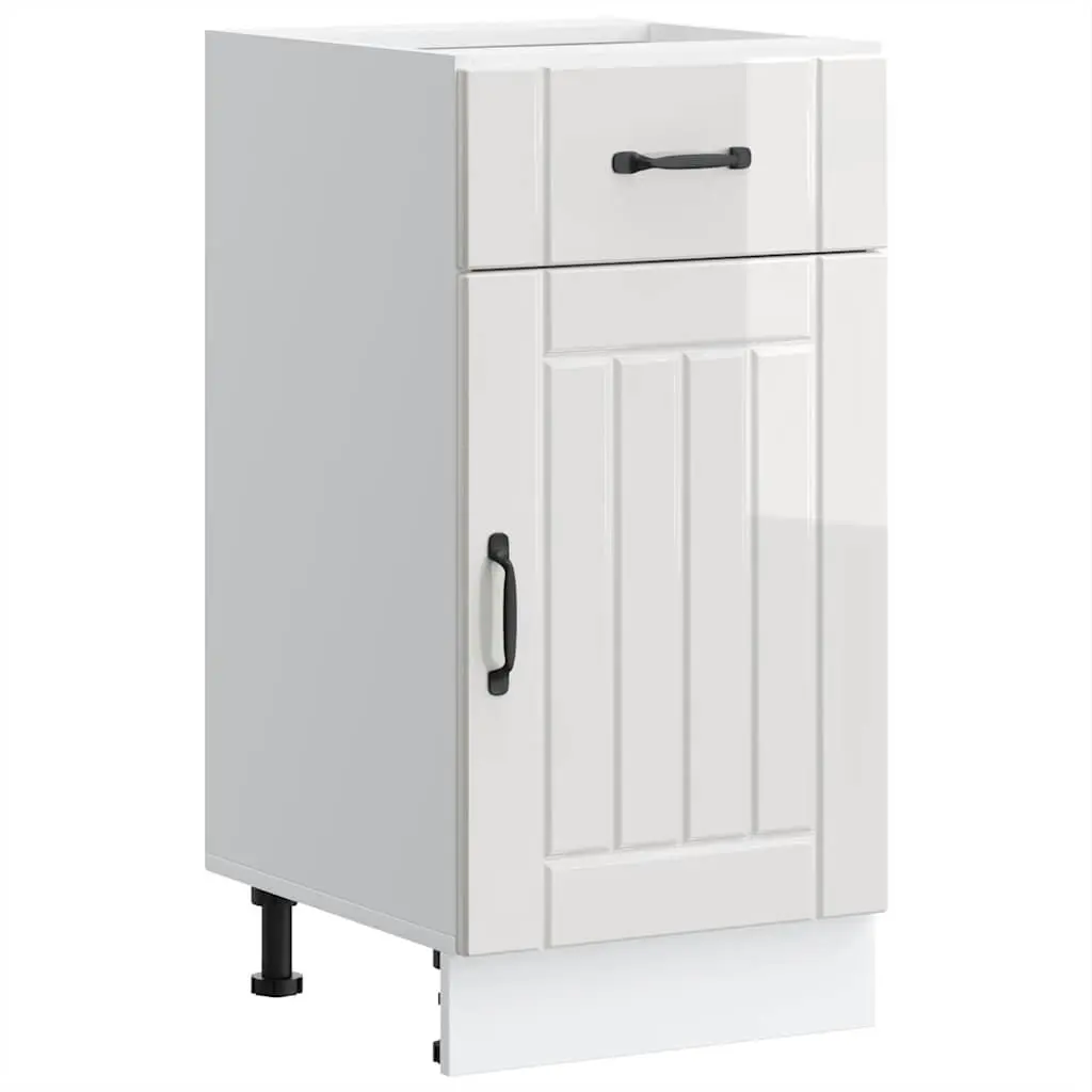 High Gloss White Engineered Wood Sink Base Cabinet Storage Unit with Doors for Kitchen