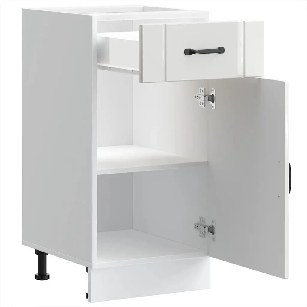 High Gloss White Engineered Wood Sink Base Cabinet Storage Unit with Doors for Kitchen