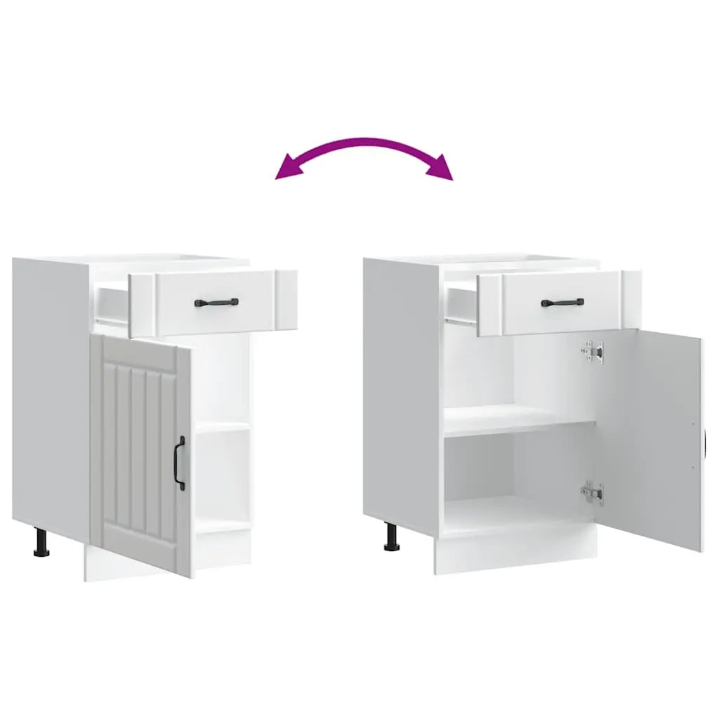 Kitchen Base Cabinet Engineered Wood White Storage Sink Cupboard