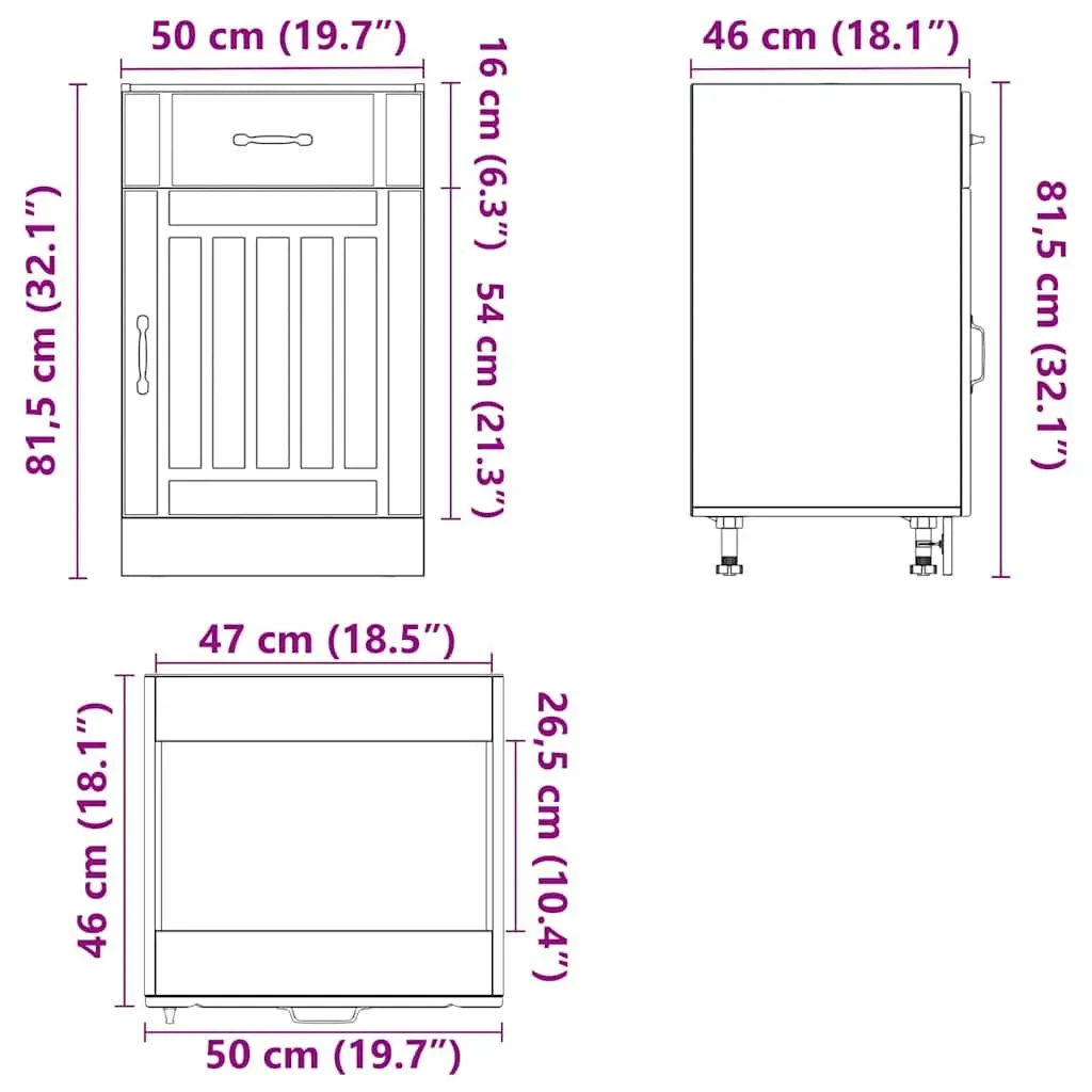 Kitchen Base Cabinet Engineered Wood White Storage Sink Cupboard