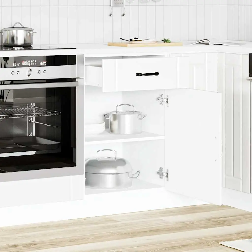 Kitchen Base Cabinet Engineered Wood White Storage Sink Cupboard