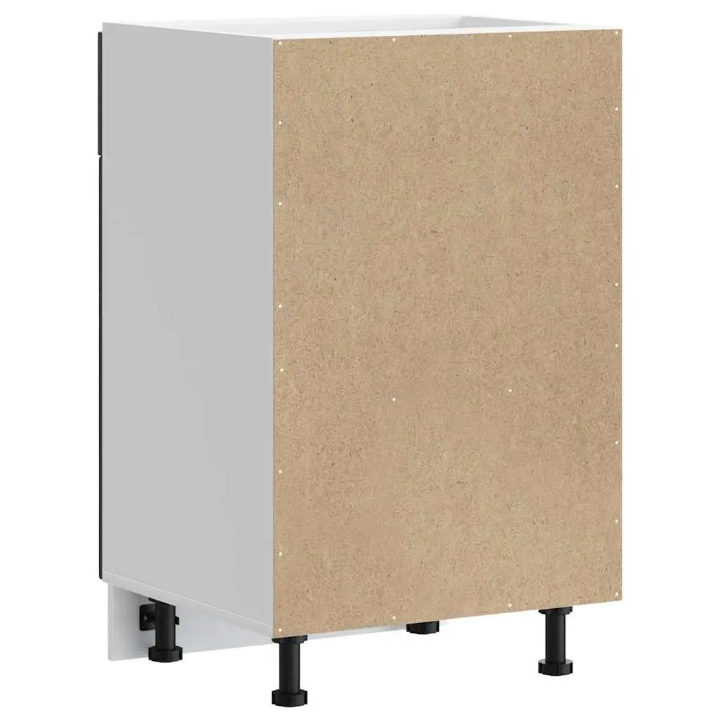Black Engineered Wood Kitchen Sink Base Cabinet with Doors and Storage Cupboard