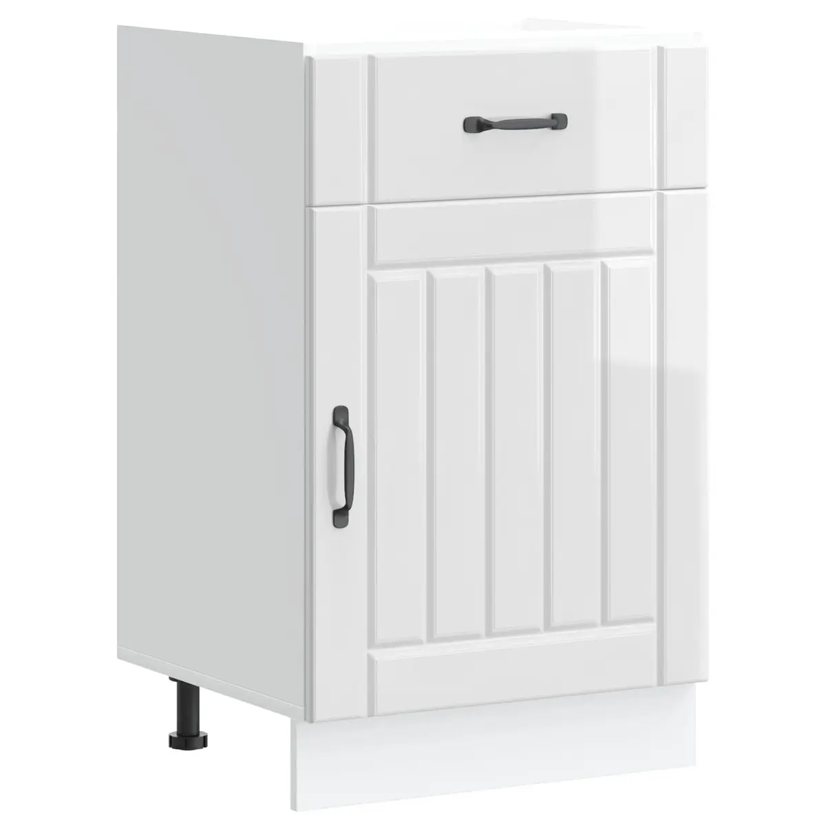 Kitchen Base Cabinet White High Gloss Engineered Wood Storage Sink Unit Doors