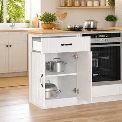 Kitchen Base Cabinet White Engineered Wood Storage Cupboard Sink Unit Doors