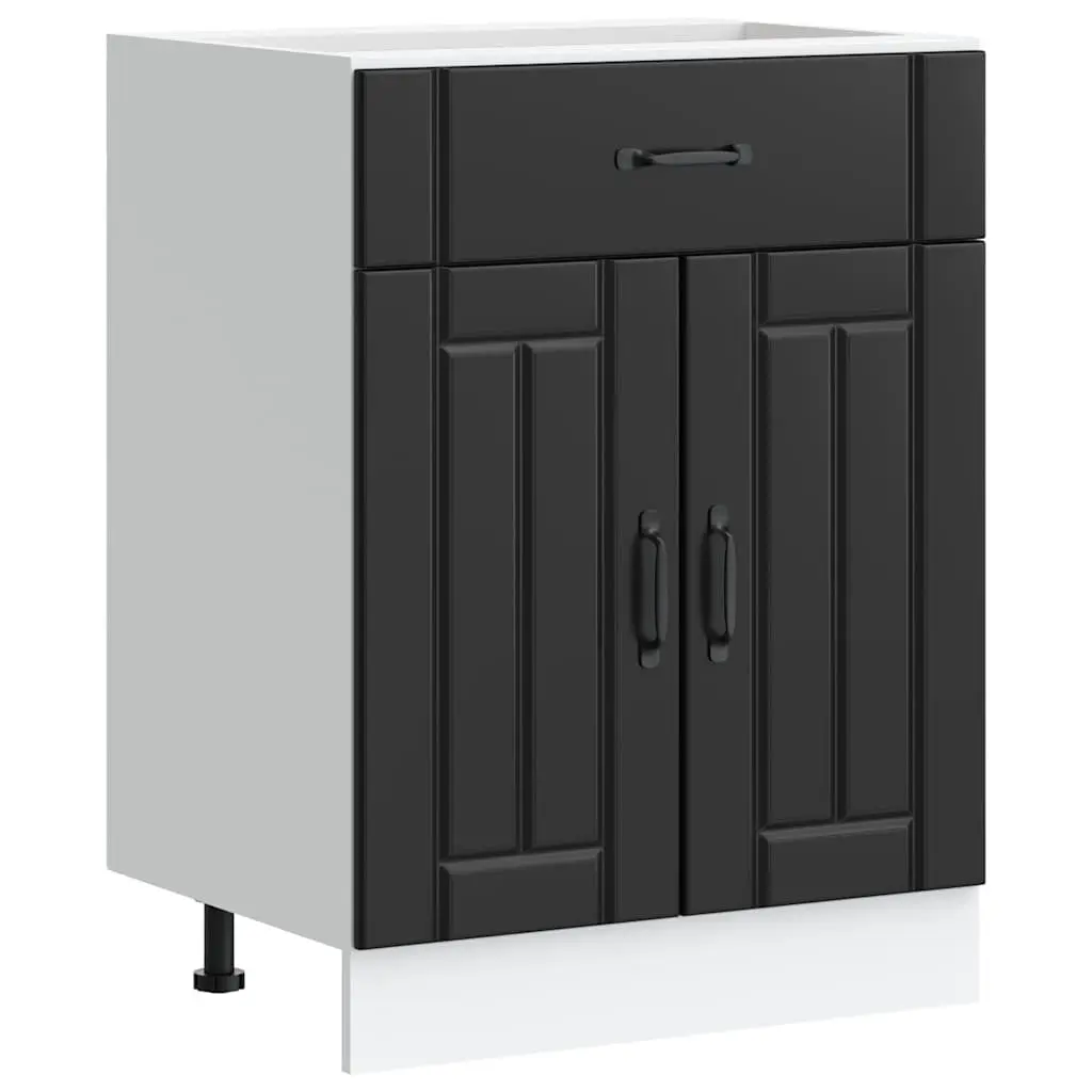 Kitchen Base Cabinet Engineered Wood Black Adjustable Feet