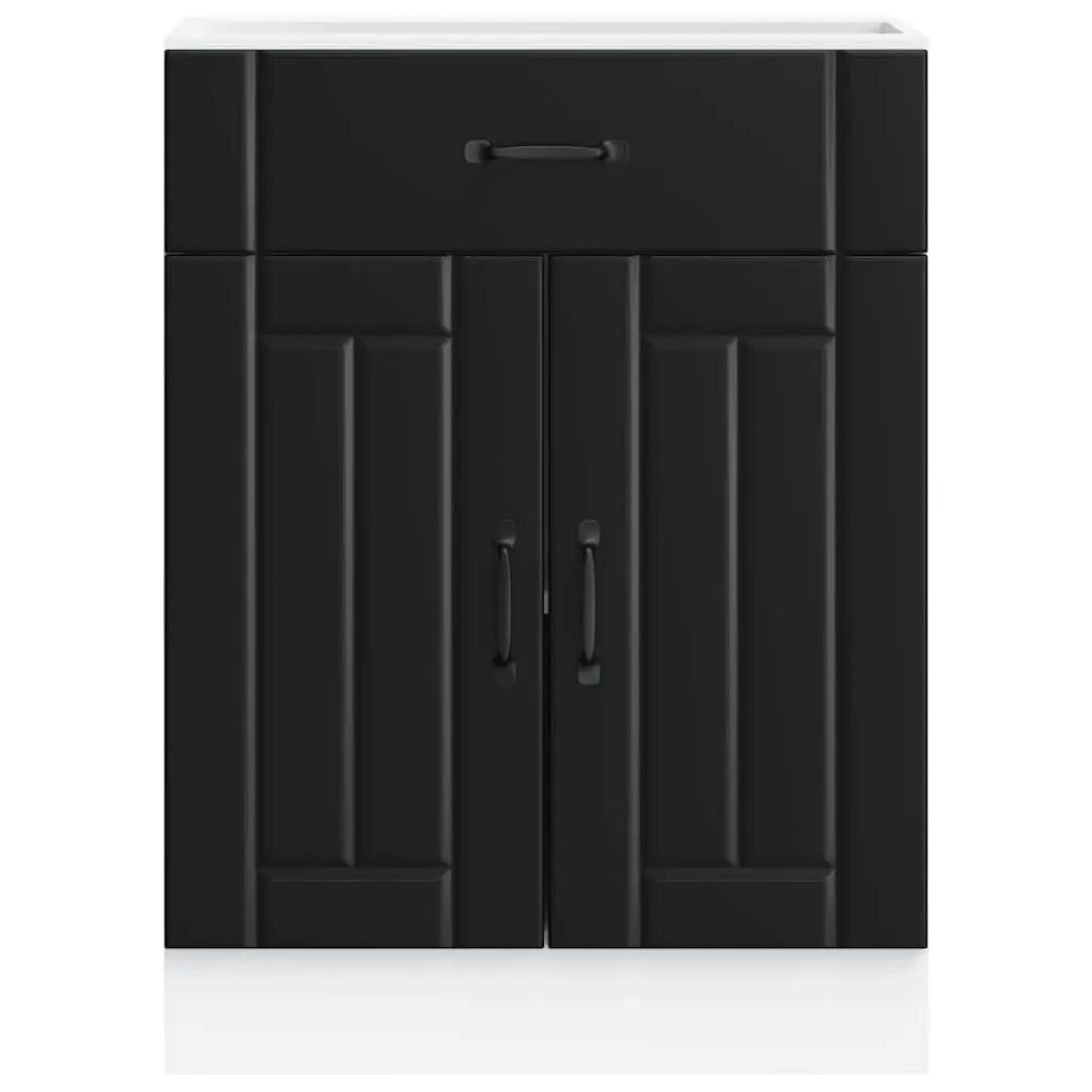 Kitchen Base Cabinet Engineered Wood Black Adjustable Feet